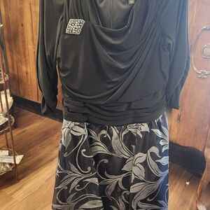 S.L. Fashions Black Dress with Elegant Detail